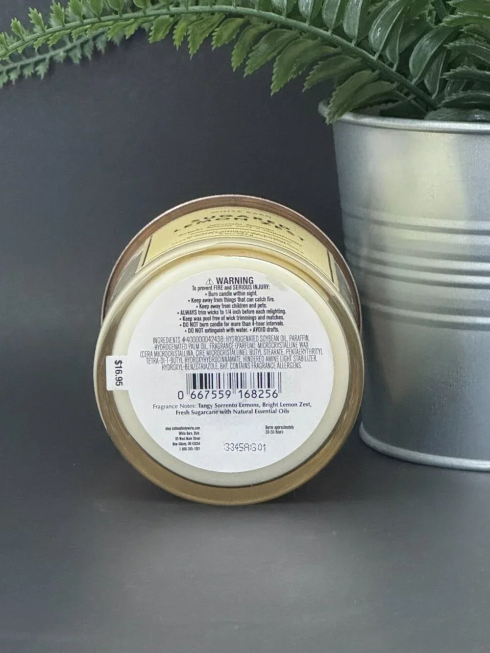 BBW Sugared Lemon Zest White Barn Bath & Body Works Single Wick Candle
